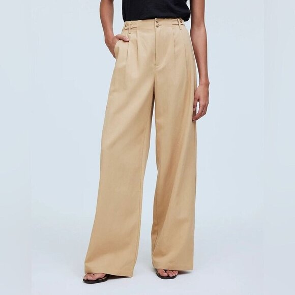 Madewell Pants - Madewell Sand Khaki Light‎ Academia The Harlow Wide Leg Trouser Pants